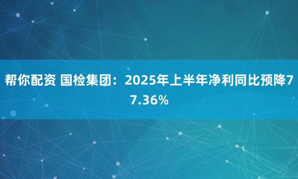 帮你配资 国检集团：2025年上半年净利同比预降77.36%
